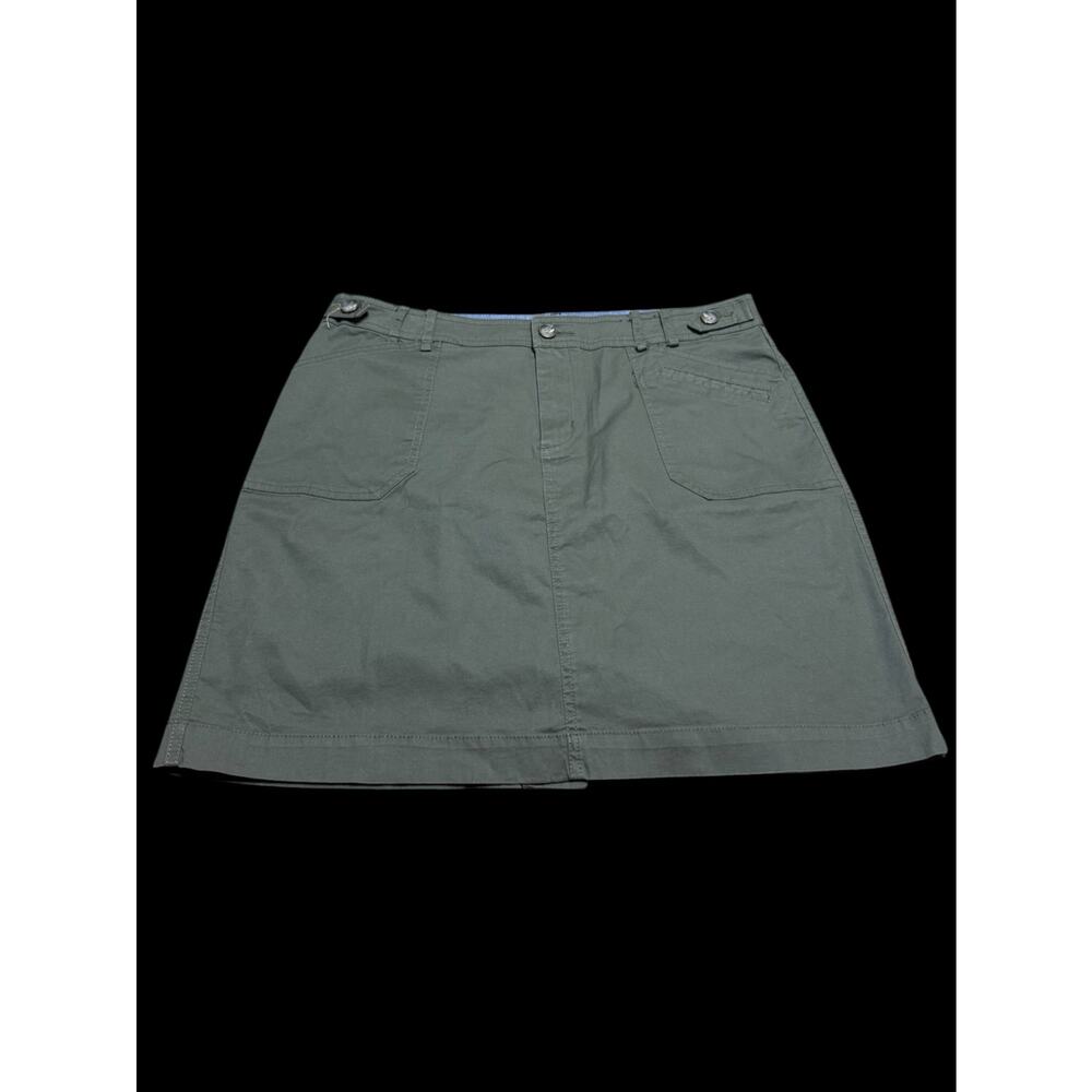 Per Se Womens Green Cargo Style Back Pocket 18" Skirt Cotton Spandex Sz: 14 E8